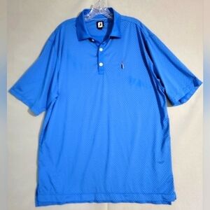 Footjoy Mens Performance Golf Polo Blue With White Dots Size XL Embroidered READ